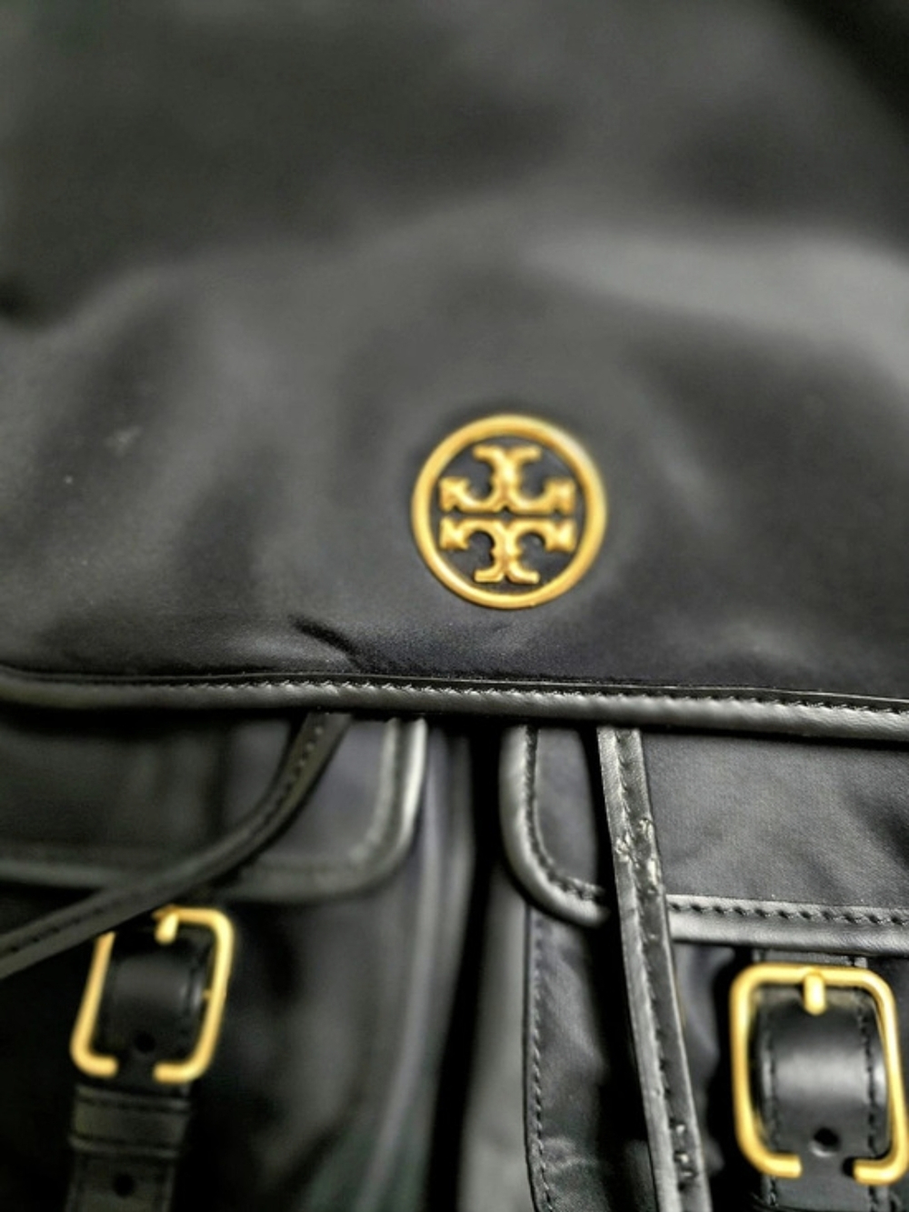 Tory Burch Piper Flap Nylon Backpack Black